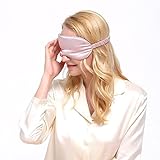 LULUSILK 100% Seide Verstellbare Schlafmaske Augenmaske Schlafbrille für Damen und Herren, Rosa - 7