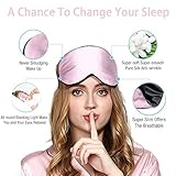 Viedouce Schlafmaske Seide Augenmaske,100% Hautfreundlich Seide Schlafmaske Frauen und Herren, Angenehme Schlafmaske Ideal für Schlaf zu Hause und Auf Reisen (1 Pack- Rosa) - 2