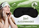 daydream patentierte Schlafmaske mit Aloe Vera-Rückseite, schwarz (B-7000) für Frauen & Männer | Schlafmasken | Schlafbrille | Augenmaske | Augenklappe | gratis Kühlkissen (= Kühlmaske) | Topseller