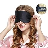 Viedouce Schlafmaske Seide Augenmaske,100% Hautfreundlich Seide Schlafmaske Frauen und Herren, Angenehme Schlafmaske,Ideal für Schlaf zu Hause und Auf Reisen (Schwarz)