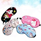 Frcolor 4pcs Schlafmaske Augen Abdeckung Einhorn Augenmaske Augenbinde Schlafen Augenklappe für Kinder (schwarz + Rose rot + Rosa + blau) - 3