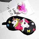 Frcolor 4pcs Schlafmaske Augen Abdeckung Einhorn Augenmaske Augenbinde Schlafen Augenklappe für Kinder (schwarz + Rose rot + Rosa + blau) - 6