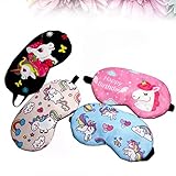 Frcolor 4pcs Schlafmaske Augen Abdeckung Einhorn Augenmaske Augenbinde Schlafen Augenklappe für Kinder (schwarz + Rose rot + Rosa + blau) - 7