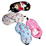 Frcolor 4pcs Schlafmaske Augen Abdeckung Einhorn Augenmaske Augenbinde Schlafen Augenklappe für Kinder (schwarz + Rose rot + Rosa + blau) - 9