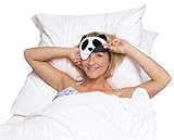 Leschi SCHLAFMASKE lichtdicht für erholsamen Schlaf/Augenmaske mit Kühlkissen/Schlafbrille kühlend und wärmend, Baumwolle/Reisegeschenk für Frauen, Kinder, Mädchen/Panda Lien, schwarz - 2