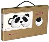 Leschi SCHLAFMASKE lichtdicht für erholsamen Schlaf/Augenmaske mit Kühlkissen/Schlafbrille kühlend und wärmend, Baumwolle/Reisegeschenk für Frauen, Kinder, Mädchen/Panda Lien, schwarz - 3