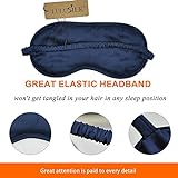 LULUSILK Luxus Seide Augenmaske Schlafbrille Schlafmaske für Reise 100% reine Maulbeerseide Atmungsaktiv, Marineblau - 3