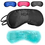 Feluna Premium Schlafmaske ★mit Kühlkissen★ auch als Augenmaske zu verwenden; Schlafbrille mit verstellbarem Gummiband und Seiden-Touch - Schwarz