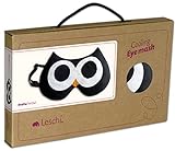 Leschi SCHLAFMASKE lichtdicht für erholsamen Schlaf / Augenmaske mit Kühlkissen / Schlafbrille kühlend und wärmend, Baumwolle / Reisegeschenk für Frauen, Kinder, Mädchen / Eule Stella, schwarz - 3