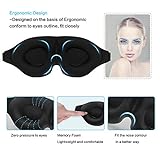Schlafmaske Damen Herren, 3D konturierte Körbchen-Schlafmaske Atmungsaktive Memory-Schaumstoff-Schlafbrille Verstellbare Augenmaske für Reisen, Mittagsschlaf, Yoga mit Ohrstöpseln Aufbewahrungsbeutel - 4
